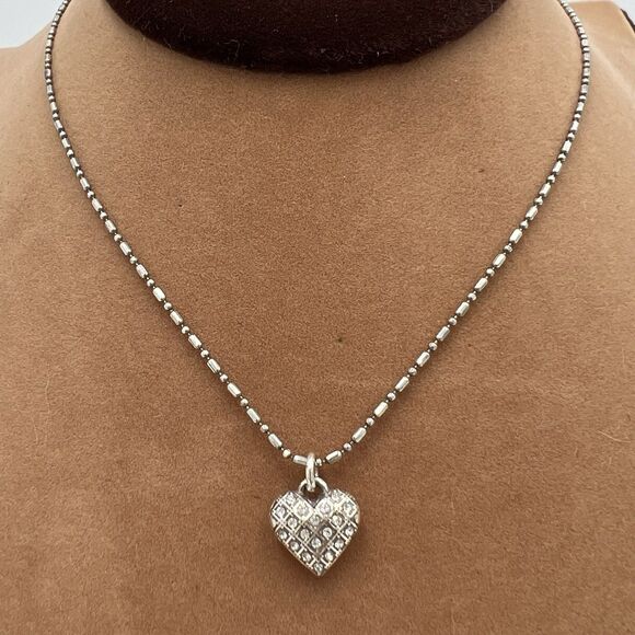 BRIGHTON  HEART Necklace SWAROVSKI CRYSTAL PETITE Puffy Pave Style Adjustable - Picture 1 of 5